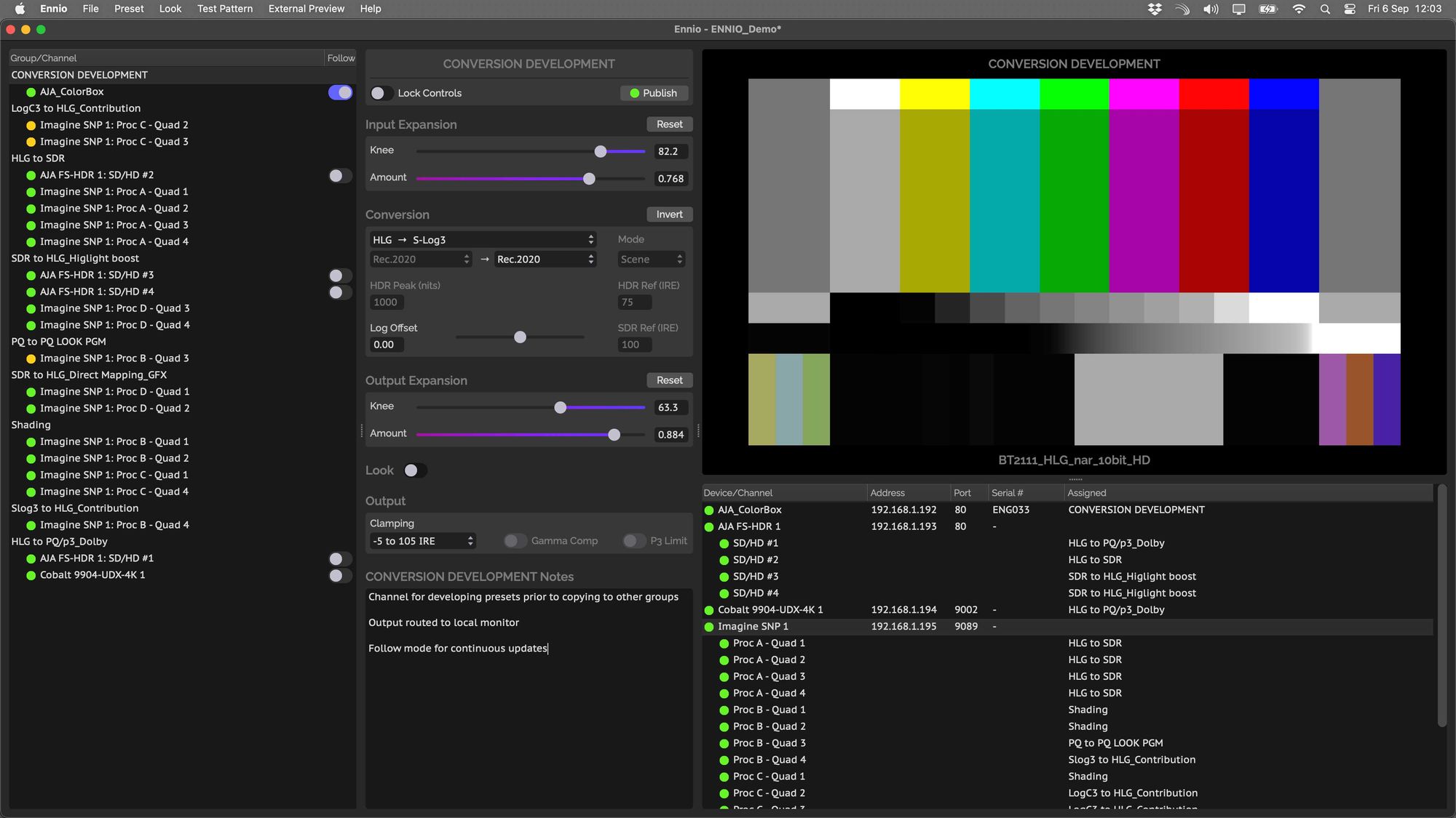 Ennio desktop app, showing multi-channel conversion control